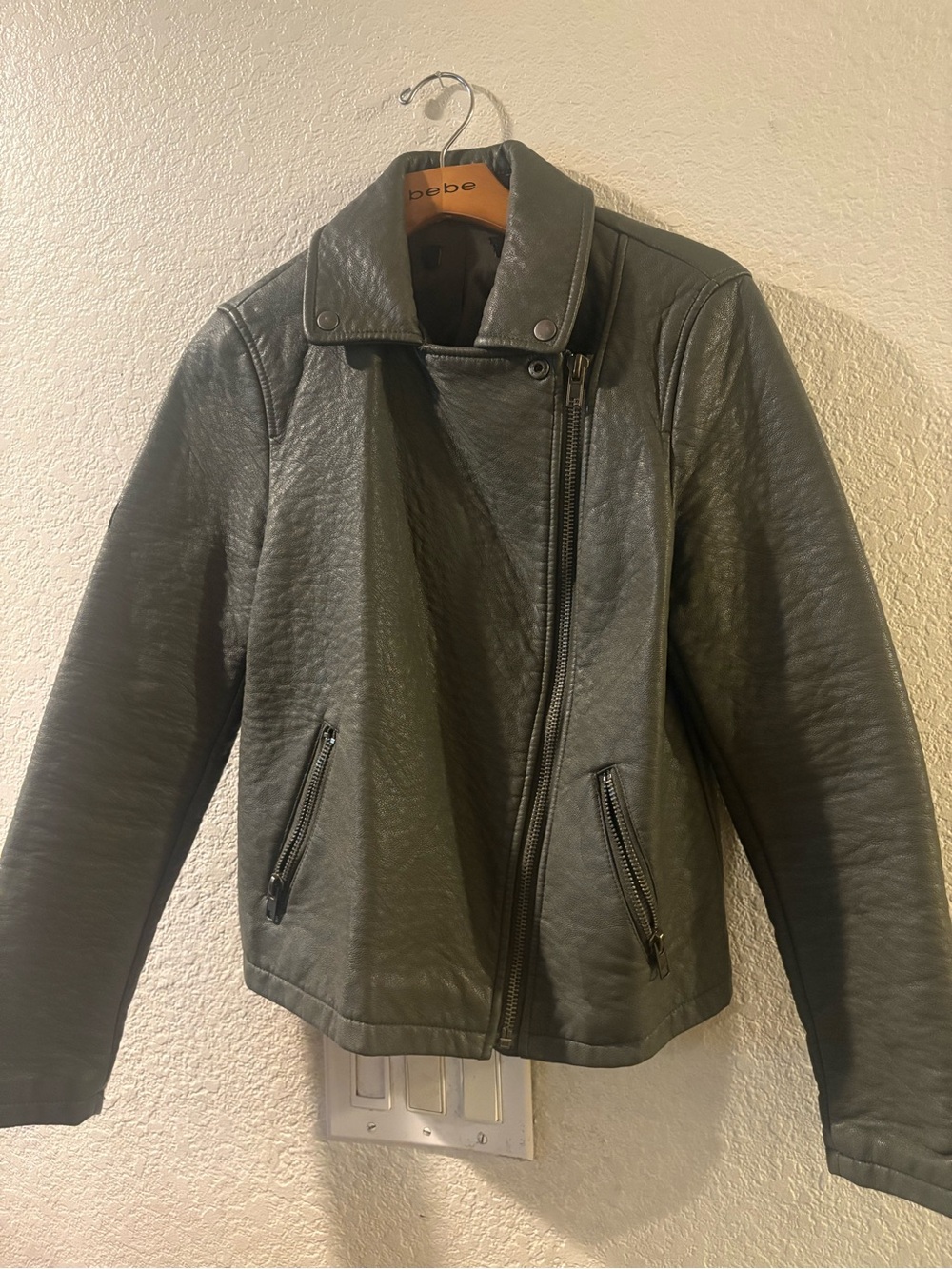 Olive Green Moto Jacket - Women's Asymmetrical Zip